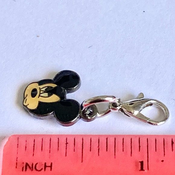 Vintage Mickey Mouse Clip Charm Bracelet Zipper Pull Backpack Purse Black Enamel - Picture 6 of 6